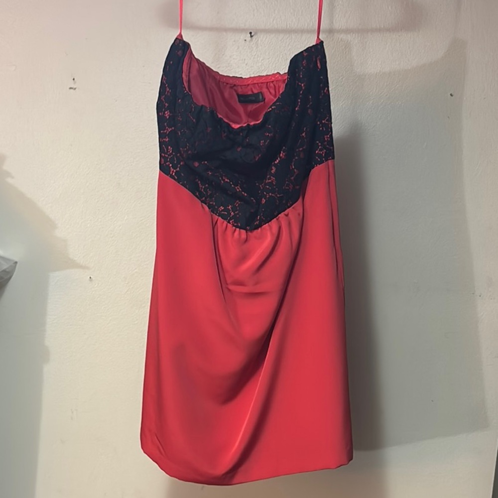 NWT The Limited Red Dress with Black Lace Size 10, Strapless Cocktail Dress